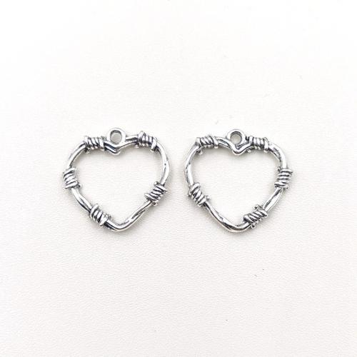 Zinc Alloy Heart Pendants antique silver color plated DIY & hollow Sold By PC