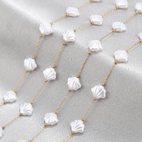 Decorative Beaded Chain 304 Stainless Steel with Plastic Pearl DIY Sold By m