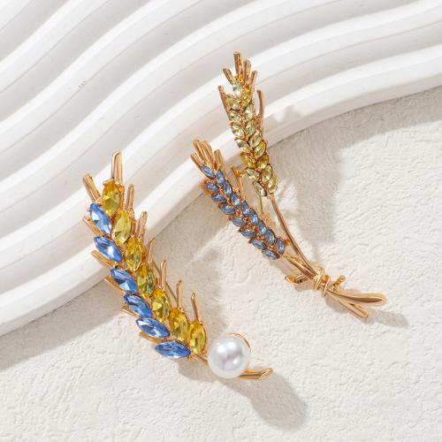 Zinc Alloy Brooches Wheat & for woman & with rhinestone Sold By PC