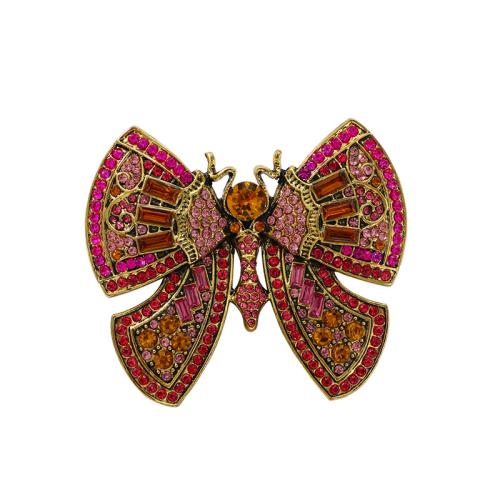 Zinc Alloy Brocher, Butterfly, mode smykker & for kvinde & med rhinestone, flere farver til valg, 59x67mm, Solgt af PC