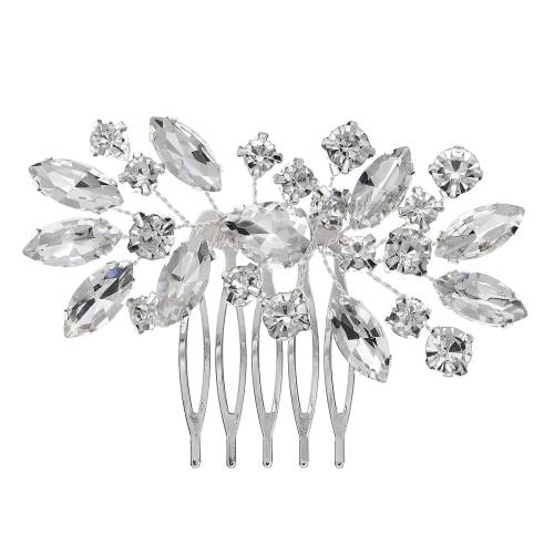 Brass Decorative Hair Comb fashion jewelry & for woman & with rhinestone silver color Sold By Bag