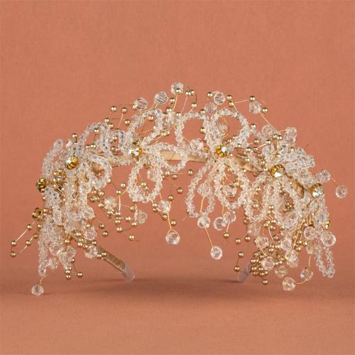 Bridal Tiaras Zinc Alloy with brass wire & Crystal handmade fashion jewelry & for woman & with rhinestone golden Sold By PC