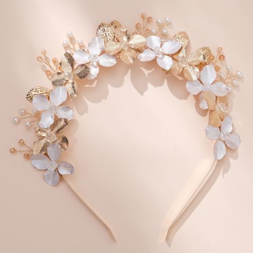 Zinc Alloy Hair Band with Crystal & Plastic Pearl handmade fashion jewelry & for woman golden Sold By PC