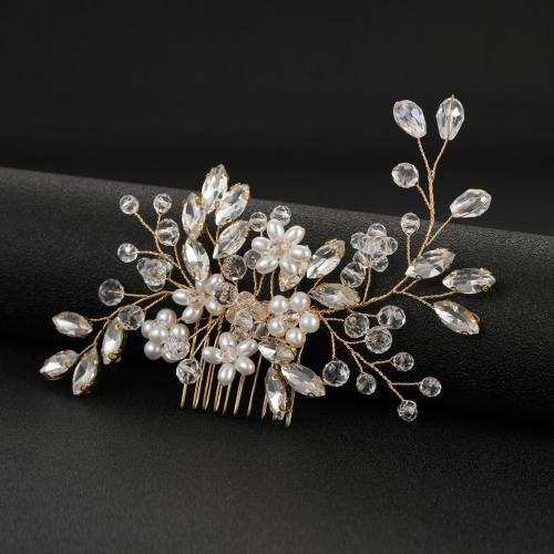 Decorative Hair Combs Brass with Crystal & Plastic Pearl fashion jewelry & for woman Sold By PC