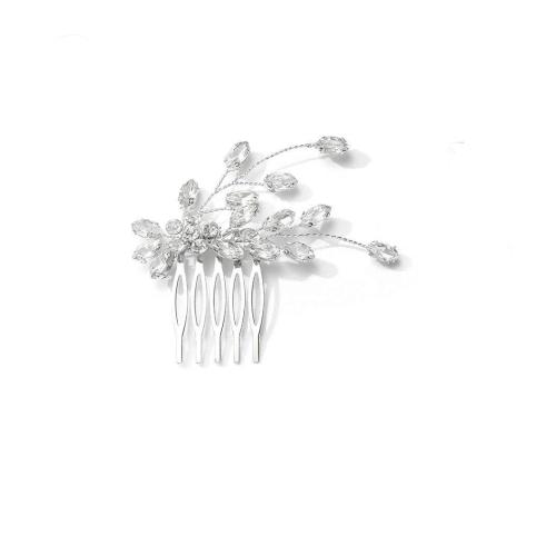 Maisiúil Gruaige Combs, Sinc Alloy, jewelry faisin & do bhean & le rhinestone, airgid, 90x50mm, Díolta De réir PC