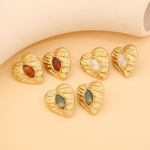 Stainless Steel Stud Earrings 304 Stainless Steel with Resin fashion jewelry & for woman Sold By Pair