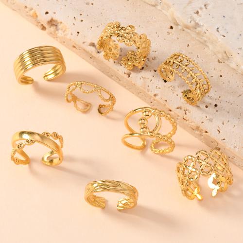 Stainless Steel Finger Ring 304 Stainless Steel 18K gold plated fashion jewelry & Unisex golden diameter 17mm Sold By PC