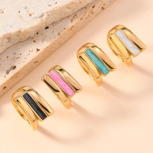 Enamel Stainless Steel Finger Ring 304 Stainless Steel 18K gold plated Unisex Sold By PC