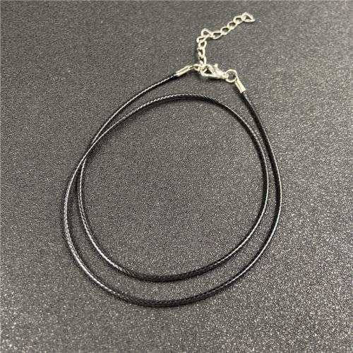 Couro do plutônio corrente para colar, with Aço inoxidável 304, with 5cm extender chain, DIY, preto, comprimento Aprox 40 cm, vendido por PC