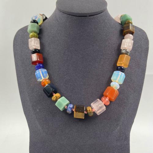 Collar de piedras preciosas joyas, Piedra natural, diferentes materiales para la opción & unisexo, más colores para la opción, longitud aproximado 48 cm, Vendido por UD