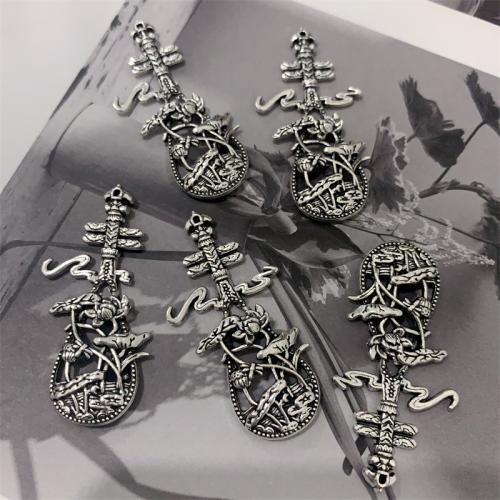 Musical Instrument Shaped Zinc Alloy Pendants antique silver color plated DIY Sold By Bag