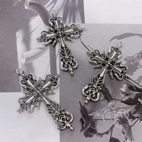 Zinc Alloy Cross Pendants antique silver color plated DIY Sold By Bag