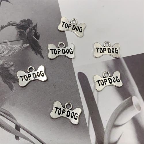 Zinc Alloy Pendants Dog Bone antique silver color plated DIY Sold By Bag