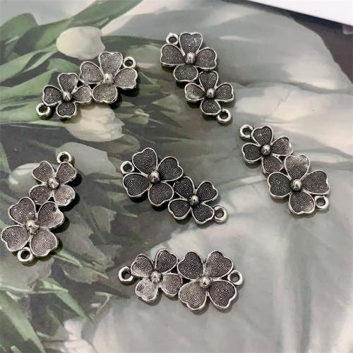 Flower Zinc Alloy Connector antique silver color plated DIY & 1/3 loop Sold By Bag