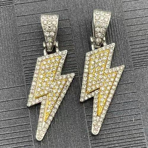 Zinc Alloy Rhinestone Pendants Lightning Symbol plated DIY & with rhinestone gold Sold By Bag