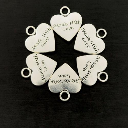 Zinc Alloy Heart Pendants silver color plated DIY Sold By Bag