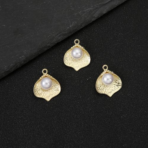 Zinc Alloy Pendants with Shell gold color plated DIY Sold By Bag