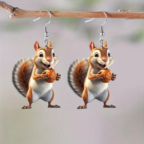 Acrylic Jewelry Earring Squirrel cute & for woman Sold By Pair