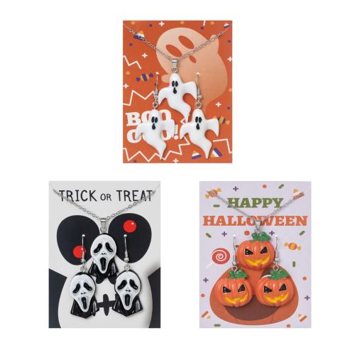 Pryskyřice Šperky Set, náušnice & náhrdelník, s Zinek, á, Halloweenský design & různé styly pro výběr & pro ženy, Prodáno By nastavit