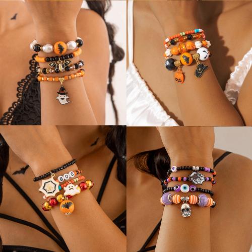 Halloween Bracelet Zinc Alloy with Seedbead & Lampwork plated Halloween Design & Unisex Sold By PC