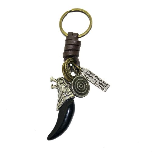 Zinc Alloy Key Clasp with Full Grain Cowhide Leather & Iron handmade fashion jewelry & Unisex Sold By PC