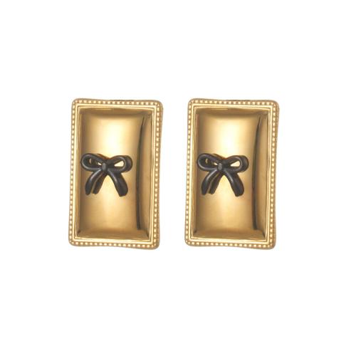 Stainless Steel Stud Earrings 304 Stainless Steel with Plastic & Plastic Pearl plated & for woman gold Sold By Pair