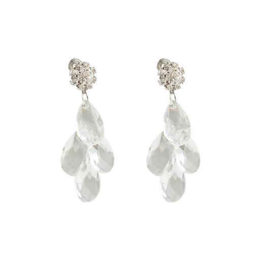 Zinc Alloy Stud Earring with Crystal plated & for woman & with rhinestone clear Sold By Pair