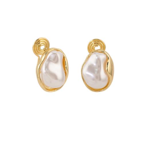 Zinc Alloy Stud Earring with Resin plated & for woman golden Sold By Pair