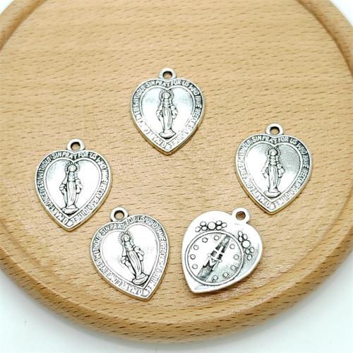 Zinc Alloy Heart Pendants antique silver color plated DIY Sold By Bag