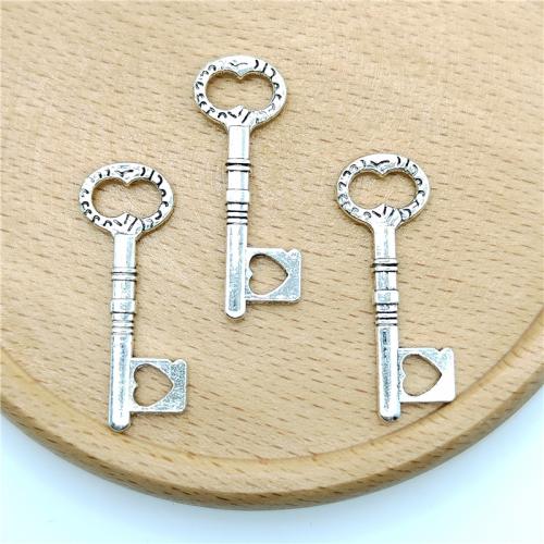 Zink Alloy Key Hängen, Nyckel, antik silver pläterad, DIY, 12x21mm, 100PC/Bag, Säljs av Bag