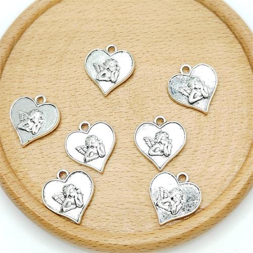 Zinc Alloy Heart Pendants antique silver color plated DIY Sold By Bag