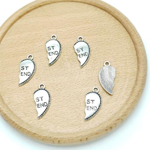 Zinc Alloy Heart Pendants antique silver color plated DIY Sold By Bag