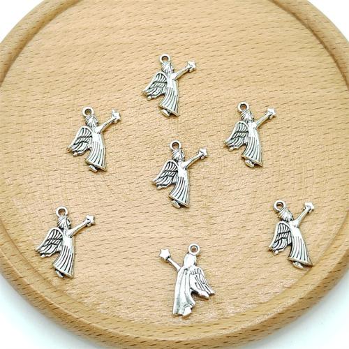 Sinc Alloy Pendants, Angel, dath airgid antique plátáilte, DIY, 13x17mm, 100ríomhairí pearsanta/Mála, Díolta De réir Mála