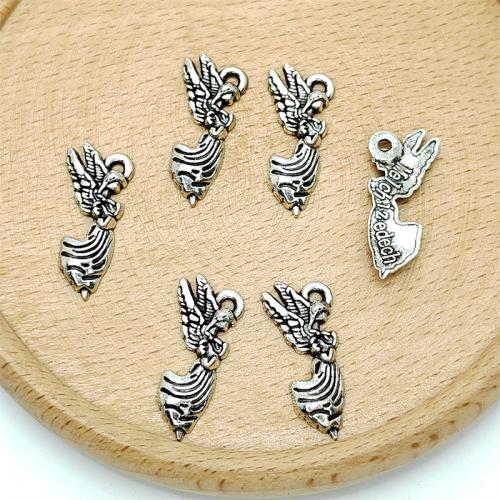 Sinc Alloy Pendants, Angel, dath airgid antique plátáilte, DIY, 11x24mm, 100ríomhairí pearsanta/Mála, Díolta De réir Mála