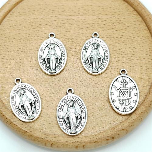 Zinc Alloy Pendants Round antique silver color plated DIY Sold By Bag