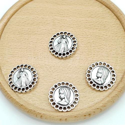 Zinc Alloy Pendants Round antique silver color plated multihole & DIY Sold By Bag