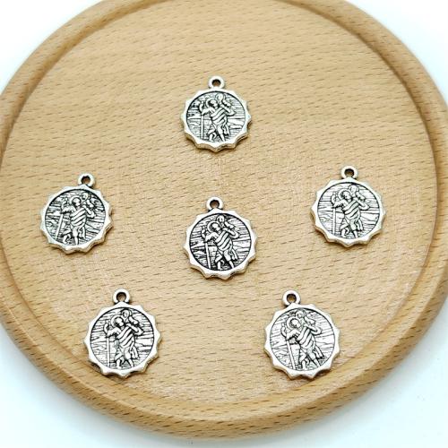 Zinc Alloy Pendants Round antique silver color plated DIY Sold By Bag