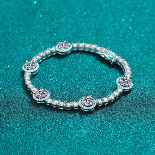 925 Sterling Silver Bracelet with Moissanite & for woman Sold By PC