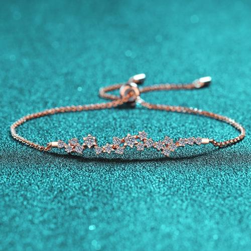 925 Sterling Silver Bracelet with Moissanite Plating champagne gold fashion jewelry & for woman Length Approx 9.8 Inch Sold By PC