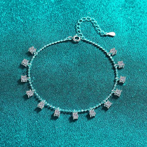 925 Sterling Silver Bracelet with Moissanite with 1.6inch extender chain & for woman Length Approx 6.3 Inch Sold By PC