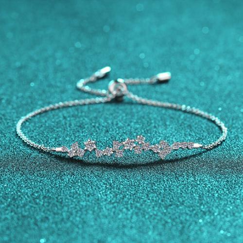 925 Sterling Silver Bracelet with Moissanite fashion jewelry & for woman Length Approx 9.8 Inch Sold By PC