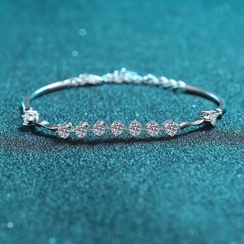 Plata de ley 925 Pulsera, con Moissanite, Joyería & para mujer, longitud aproximado 6-8 Inch, Vendido por UD