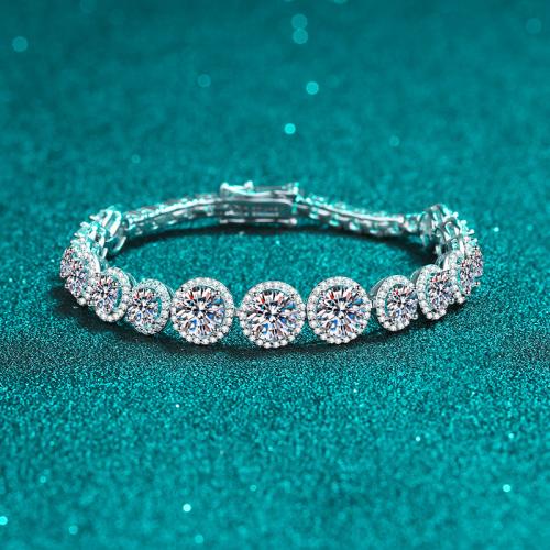 925 Sterling Silver Bracelet with Moissanite Round & for woman Sold By PC