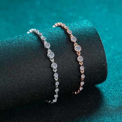 925 Sterling Silver Bracelet with Moissanite fashion jewelry & for woman Length Approx 7.5 Inch Sold By PC