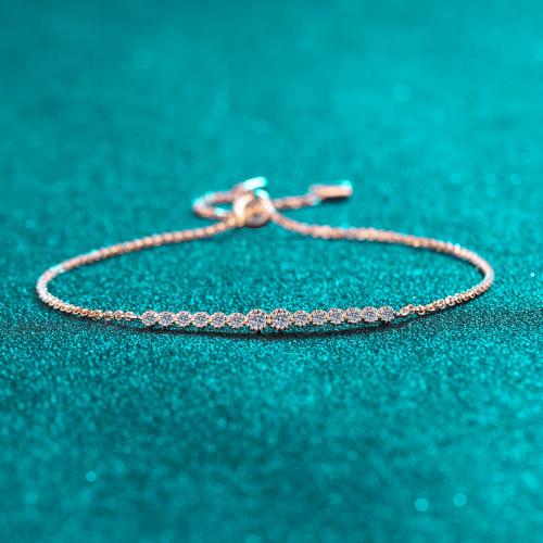 925 Sterling Silver Bracelet with Moissanite fashion jewelry & for woman Length Approx 9 Inch Sold By PC