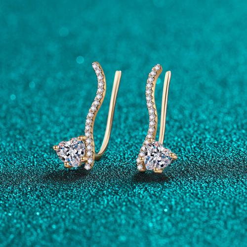 925 Sterling Silver Stud Earring Plating champagne gold fashion jewelry & for woman Sold By Pair