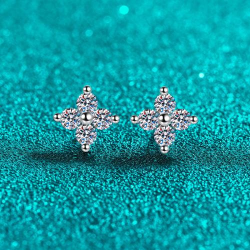 925 sterling zilver Stud Earring, met Moissanite, mode sieraden & voor vrouw, 9.70x9.70mm, Verkocht door pair