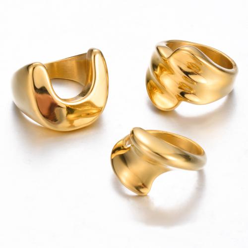 304 Stainless Steel Finger Ring gold color plated  & for woman US Ring Sold By PC