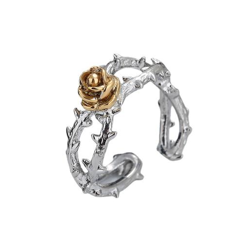 Titanium Steel Cuff Finger Ring Rose plated & for woman & hollow US Ring Sold By PC