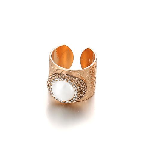 Zinc Alloy fingerring, med Plastic Pearl, mode smykker & Unisex & med rhinestone, flere farver til valg, Inner diameter 17mm, Solgt af PC